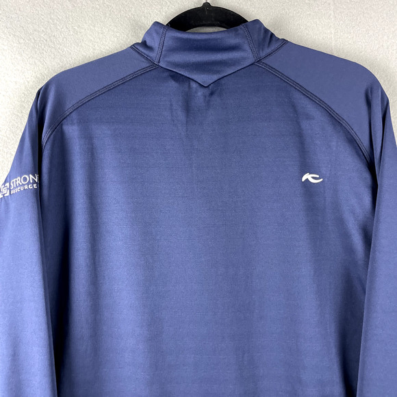 KJUS Golf Keano Half Zip Pullover Mens 2XL Blue Stripe Performance UPF 50 Logo - Picture 13 of 16